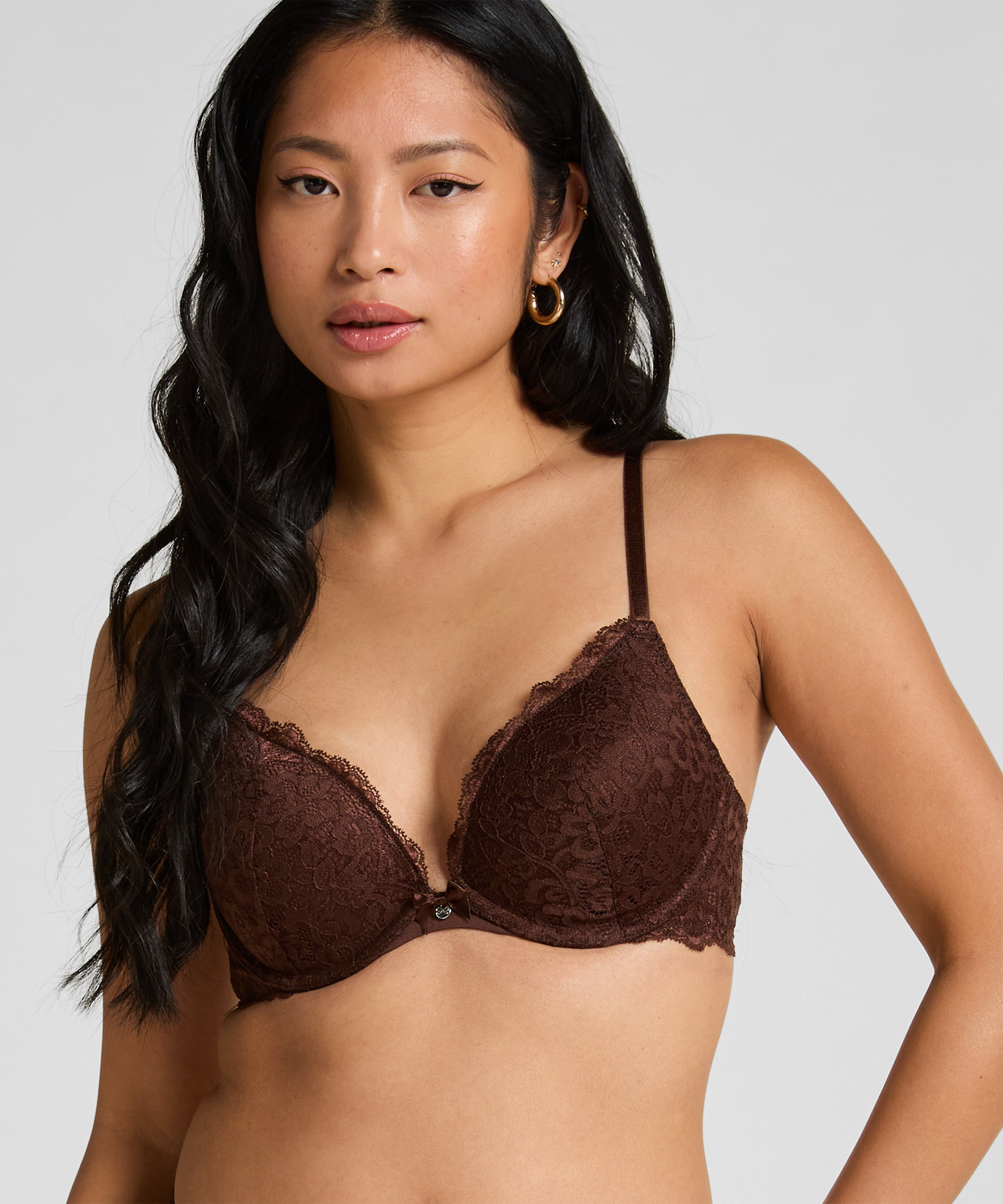 Soutien-gorge &agrave; armatures pr&eacute;form&eacute; push-up Marine, Brun, main