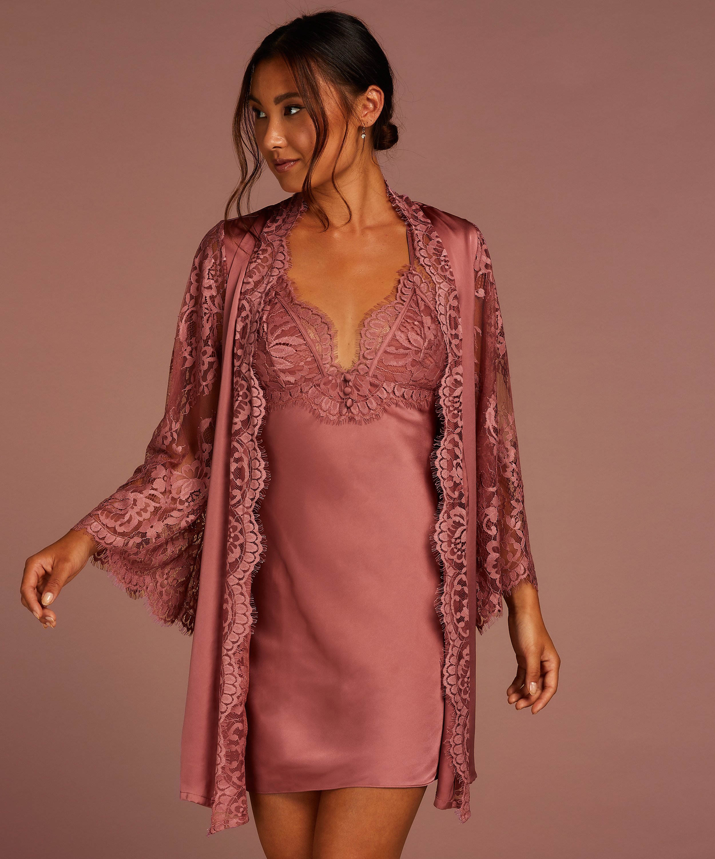 Kimono All Over Lace, Roze, main