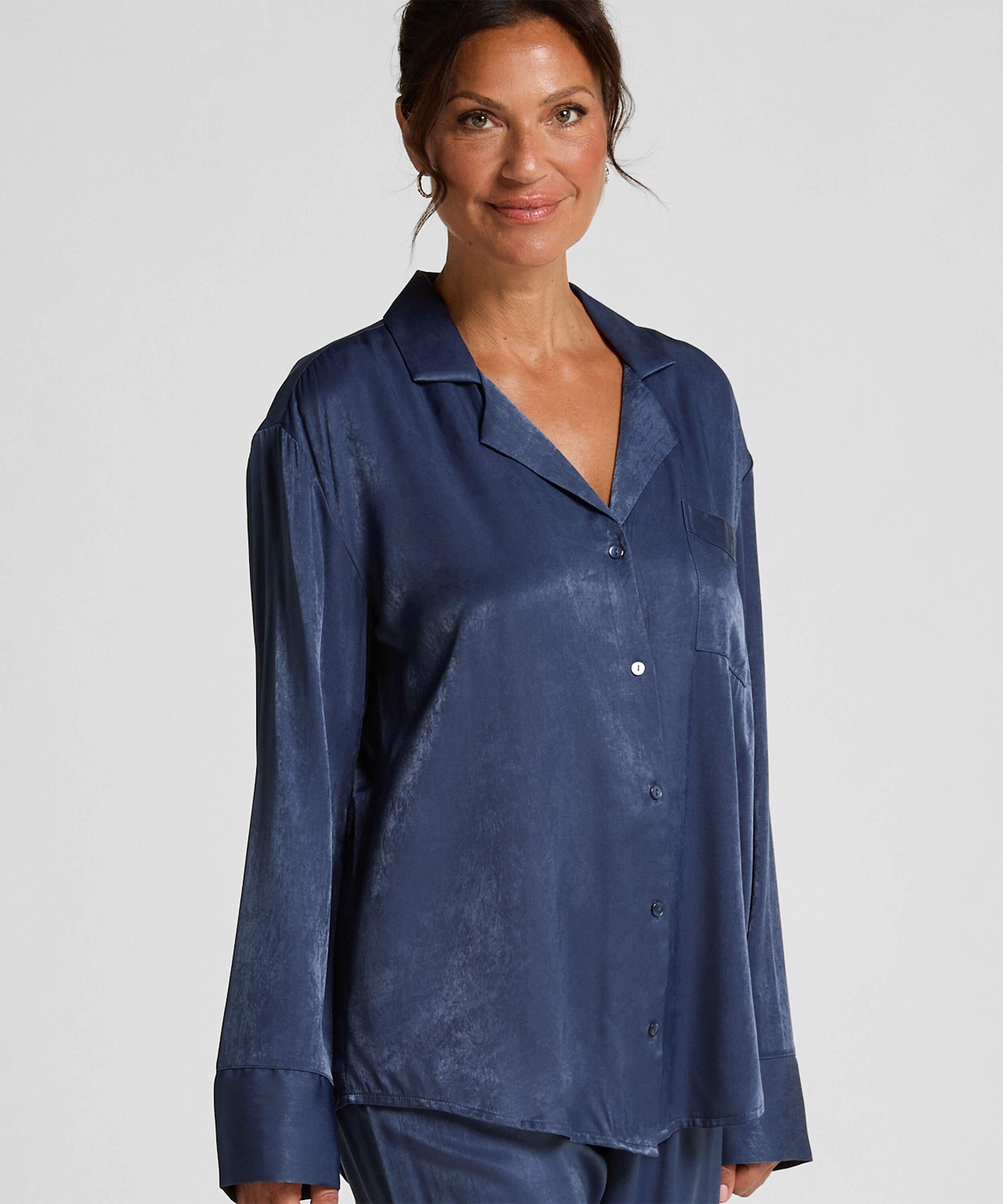 Jacket lange mouwen Satijn Ayla, Blauw