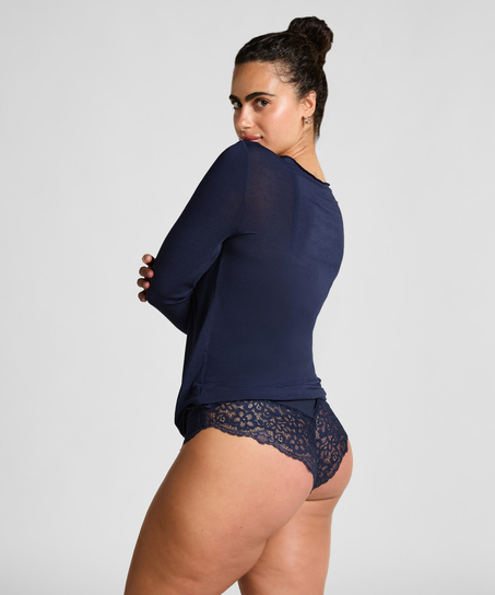 super soft Boothals shirt met Cashmere, Blauw