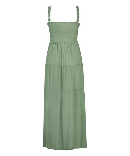 Robe longue Smocked, Vert