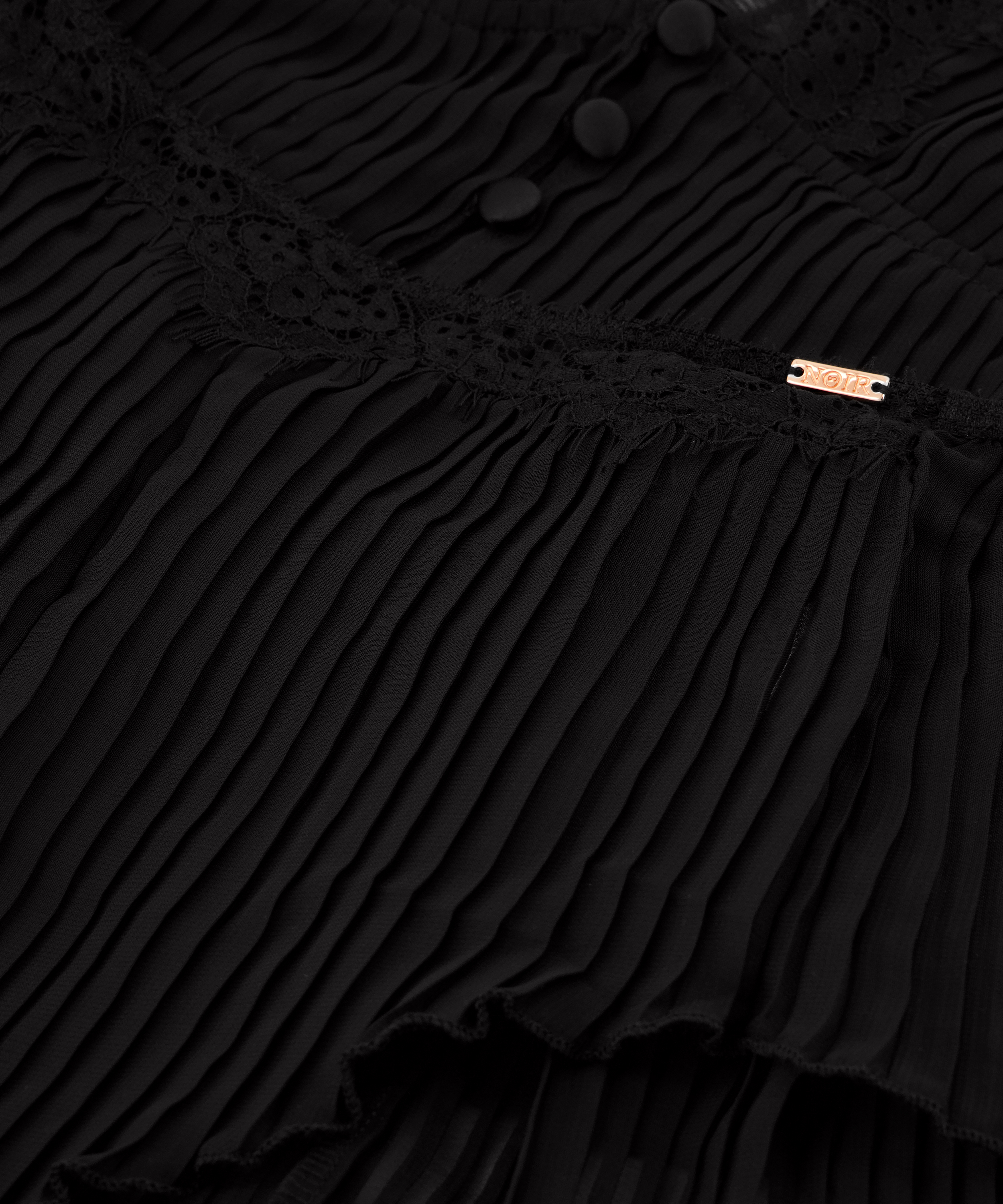 Ensemble Cami Mousseline Plissé, Noir, main