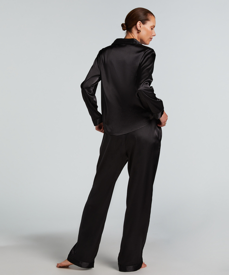 Jacket lange mouwen Satijn, Zwart