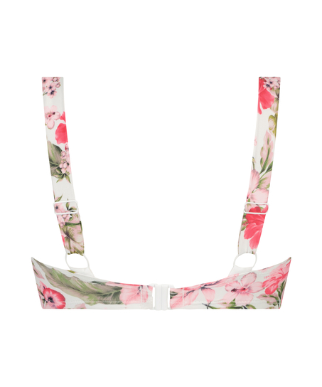 Haut de bikini bandeau pr&eacute;form&eacute; Tropical, Blanc