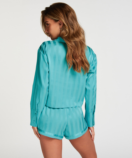 Short de pyjama en satin, Bleu