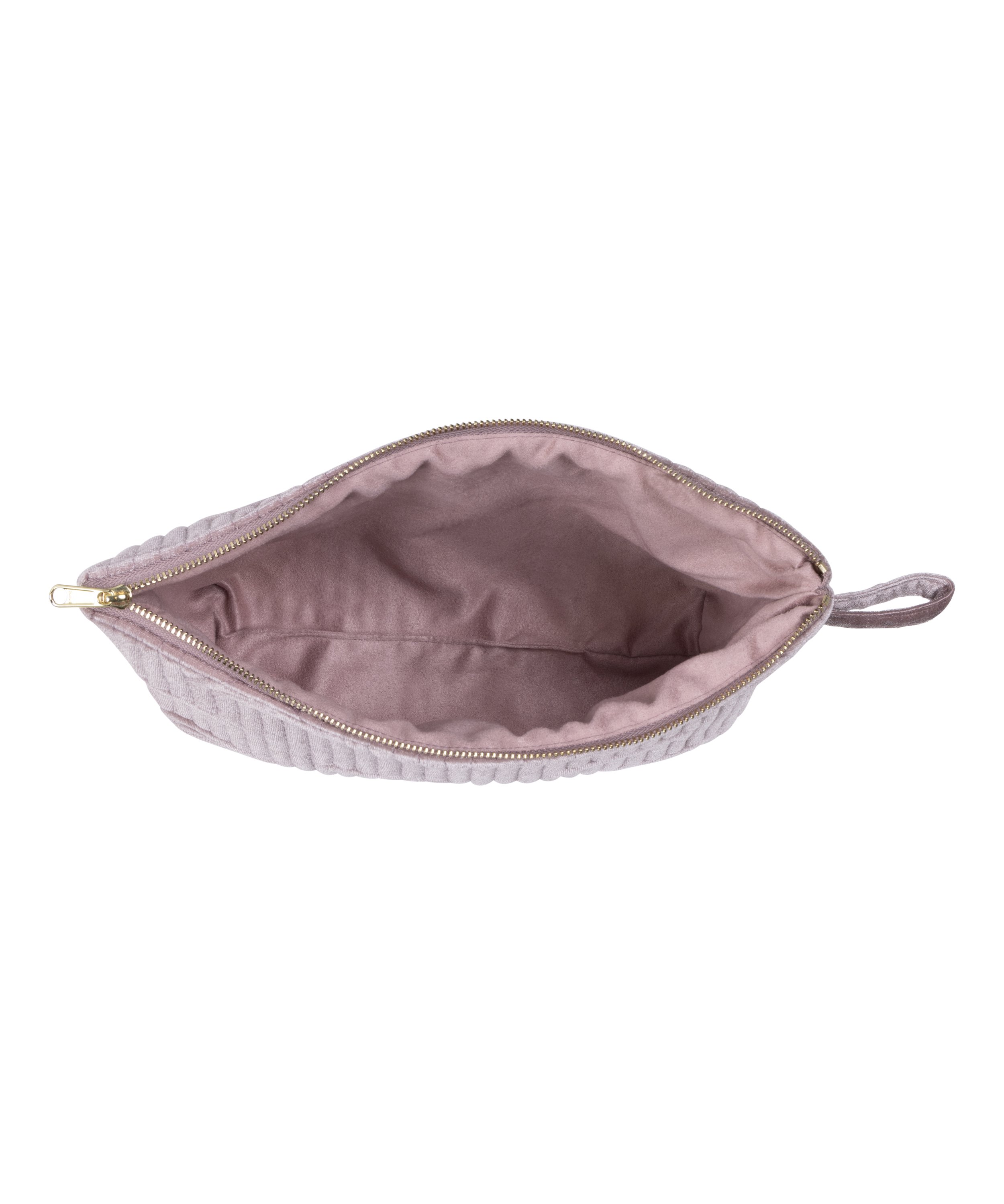 Grande trousse de maquillage en velours, Pourpre, main