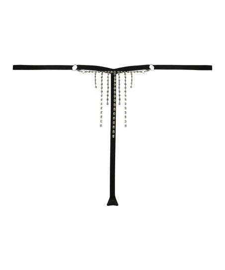 Hoog uitgesneden string Samantha, Zwart