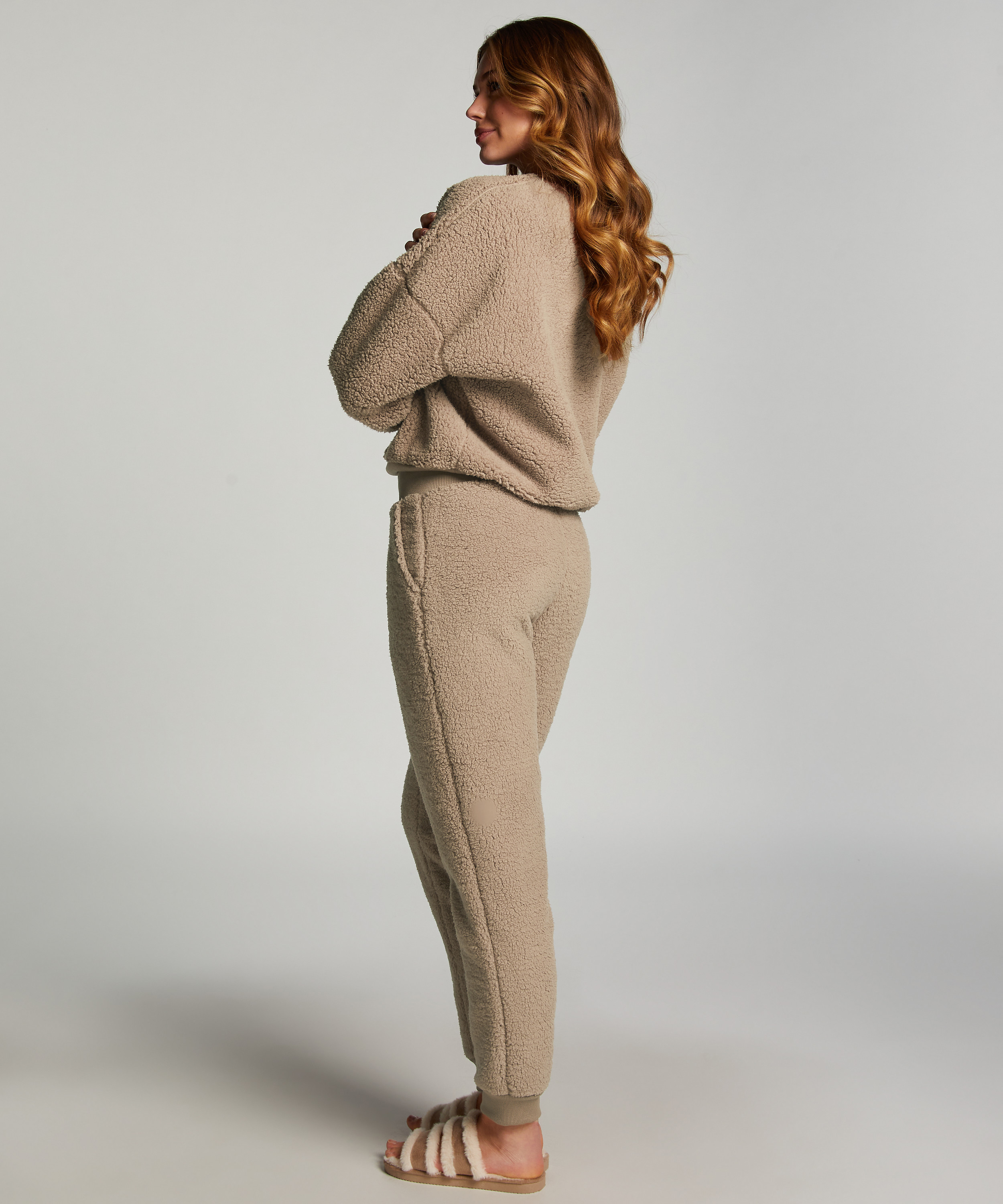 Pantalon de jogging polaire, Brun, main