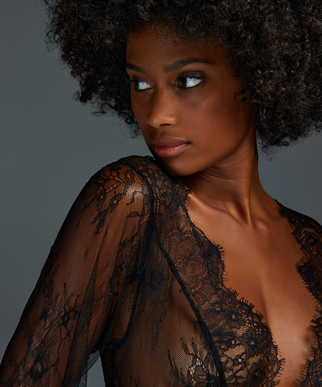 Top Allover Lace, Noir