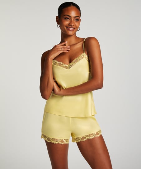 Short de pyjama Satin, Jaune
