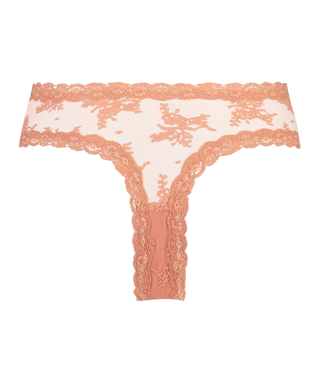 Slip br&eacute;silien V-shape mesh, Rose