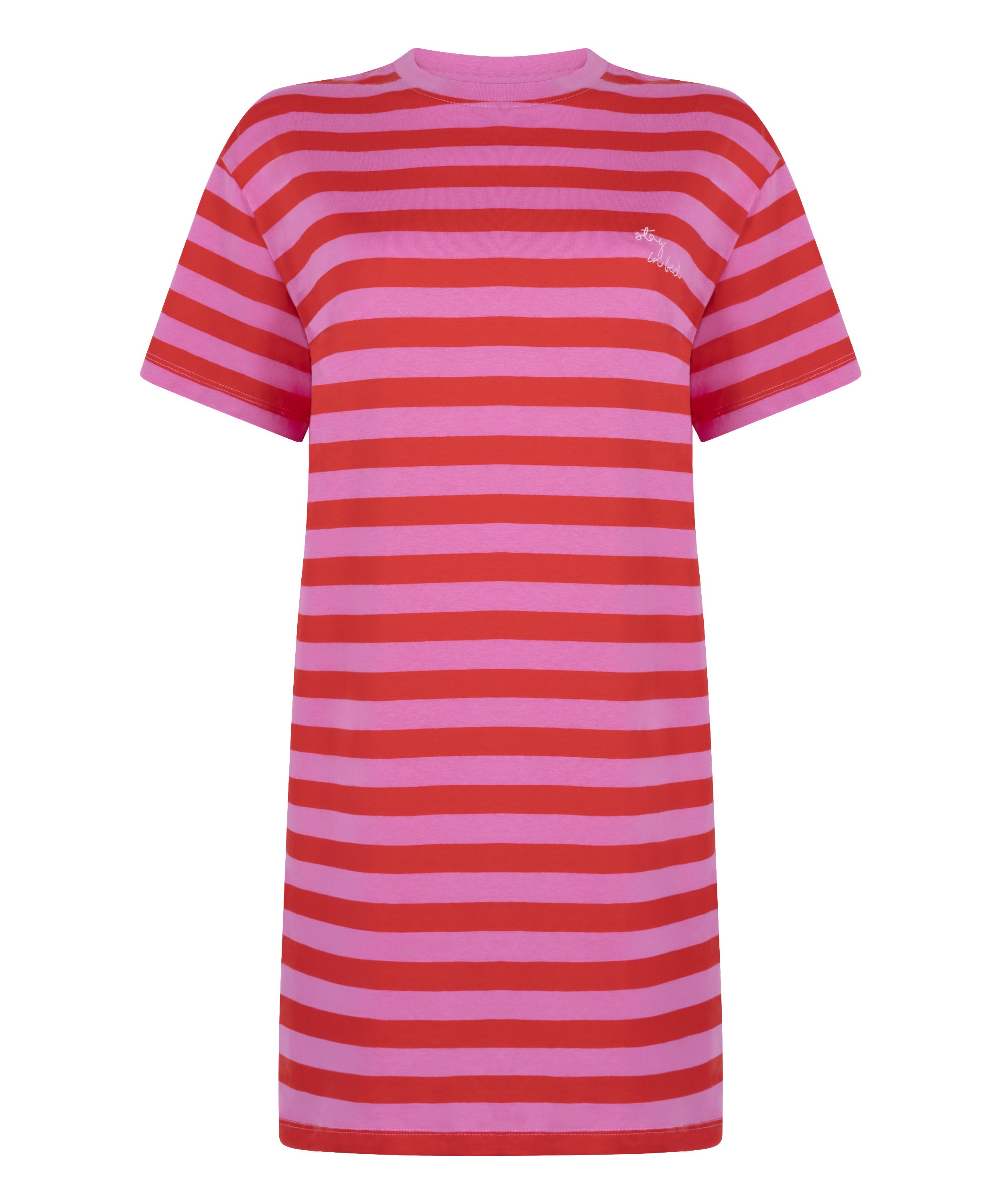 Chemise de nuit col rond, Rose, main