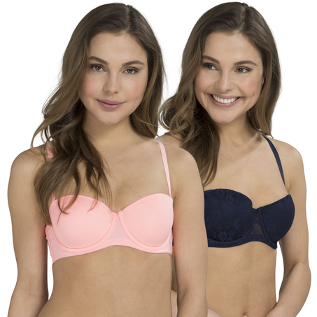 2 strapless voorgevormde beugel bh's, Blauw