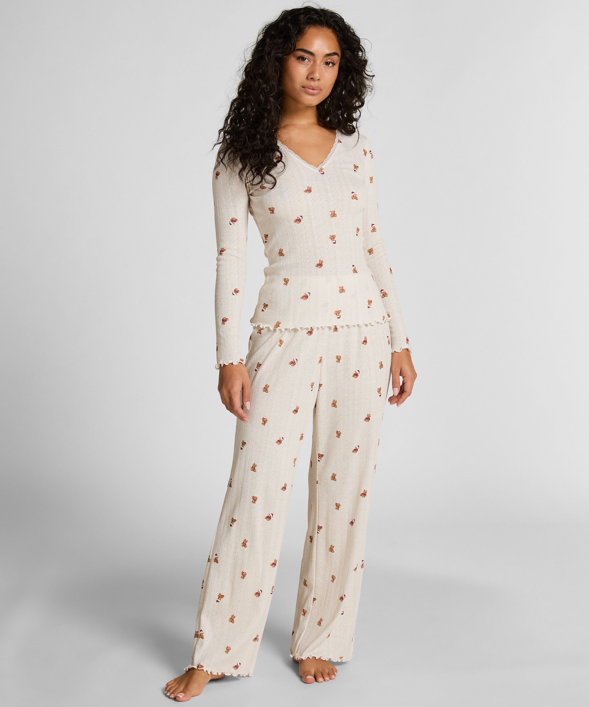 Pointelle Pyjama Set, Wit Pointelle Pyjama Set, Wit
