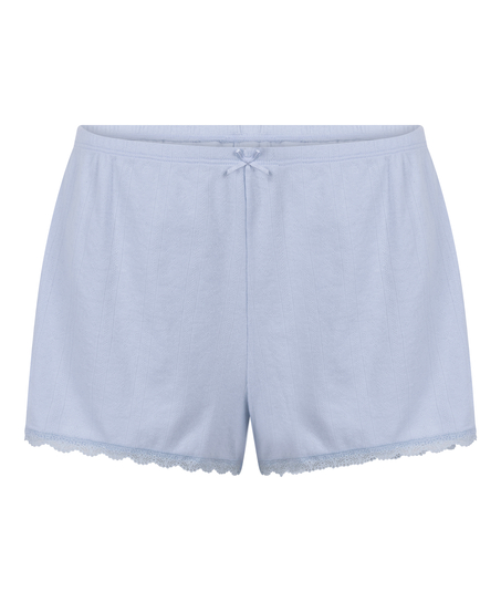 Pointelle Short, Blauw
