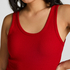 Geribde singlet van geborstelde jersey, Rood