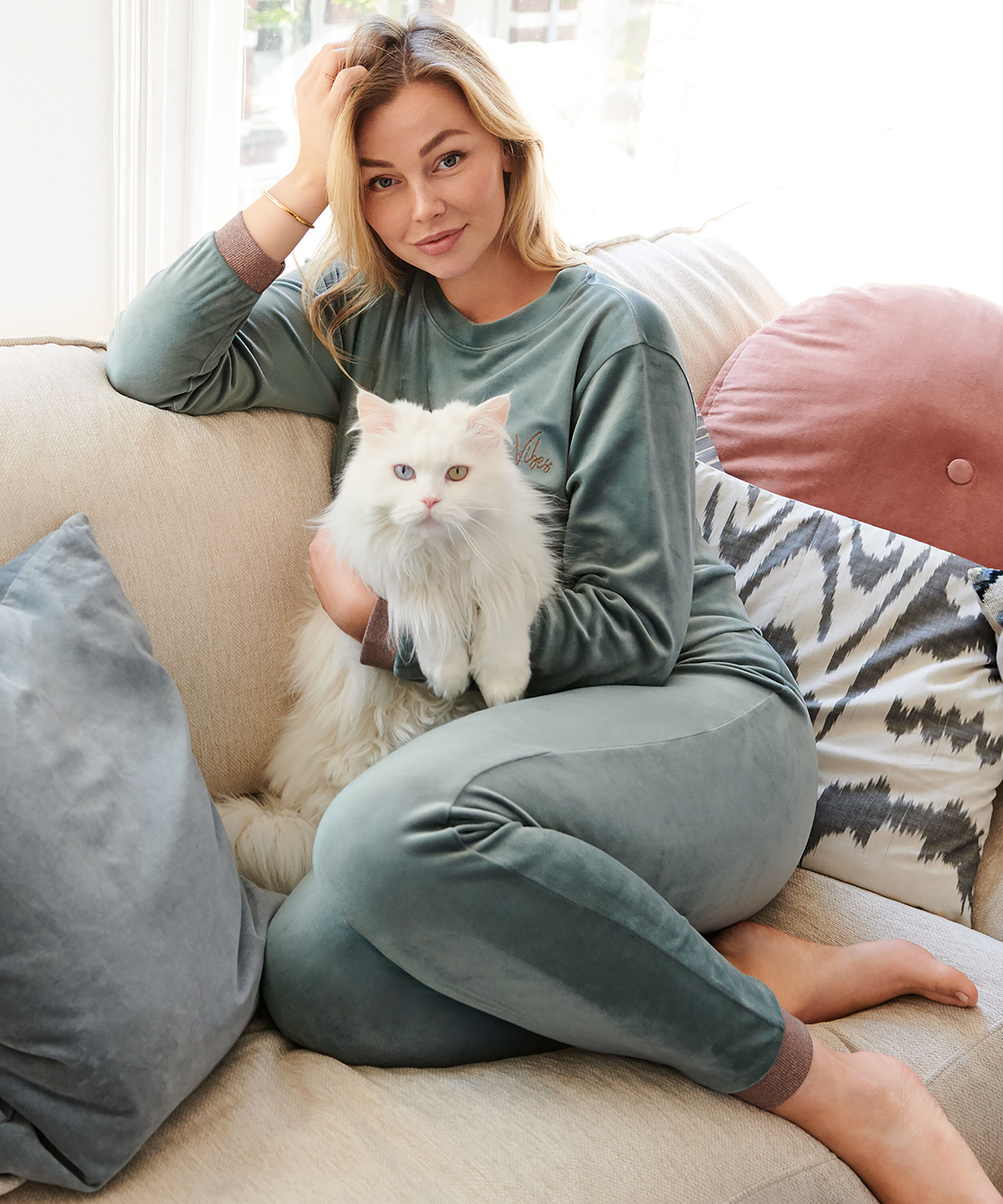 Joggingbroek velours lurex, Groen