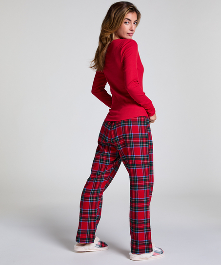 Top &agrave; encolure en V &agrave; manches longues, Rouge