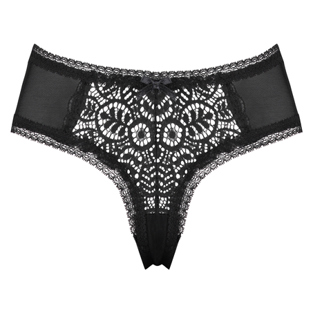 Slip br&eacute;silien Zabrina en forme de V, Noir
