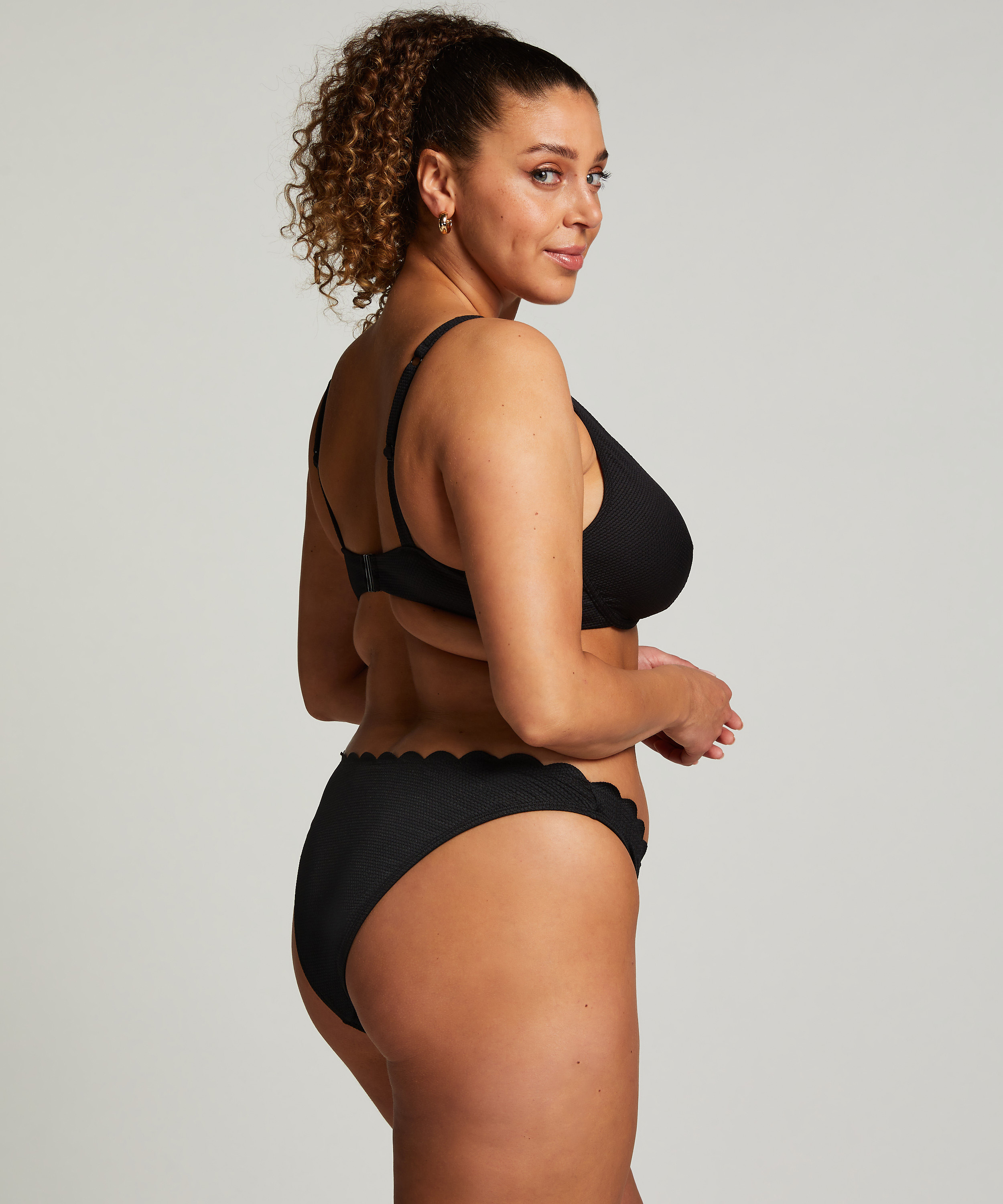 Slip de Bikini &Eacute;chancr&eacute;s Scallop, Noir, main