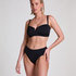 Neopreen bandeau-bikinitop, Zwart
