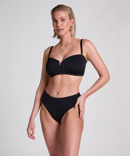 Neopreen bandeau-bikinitop, Zwart