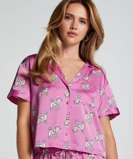 Veste à manches courtes en satin, Pourpre