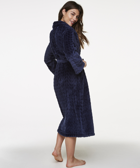 Badjas Fleece Leaves, Blauw