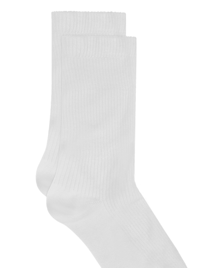 Chaussettes courtes en modal côtelé, Blanc