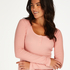 Pyjama top lange mouwen rib, Roze
