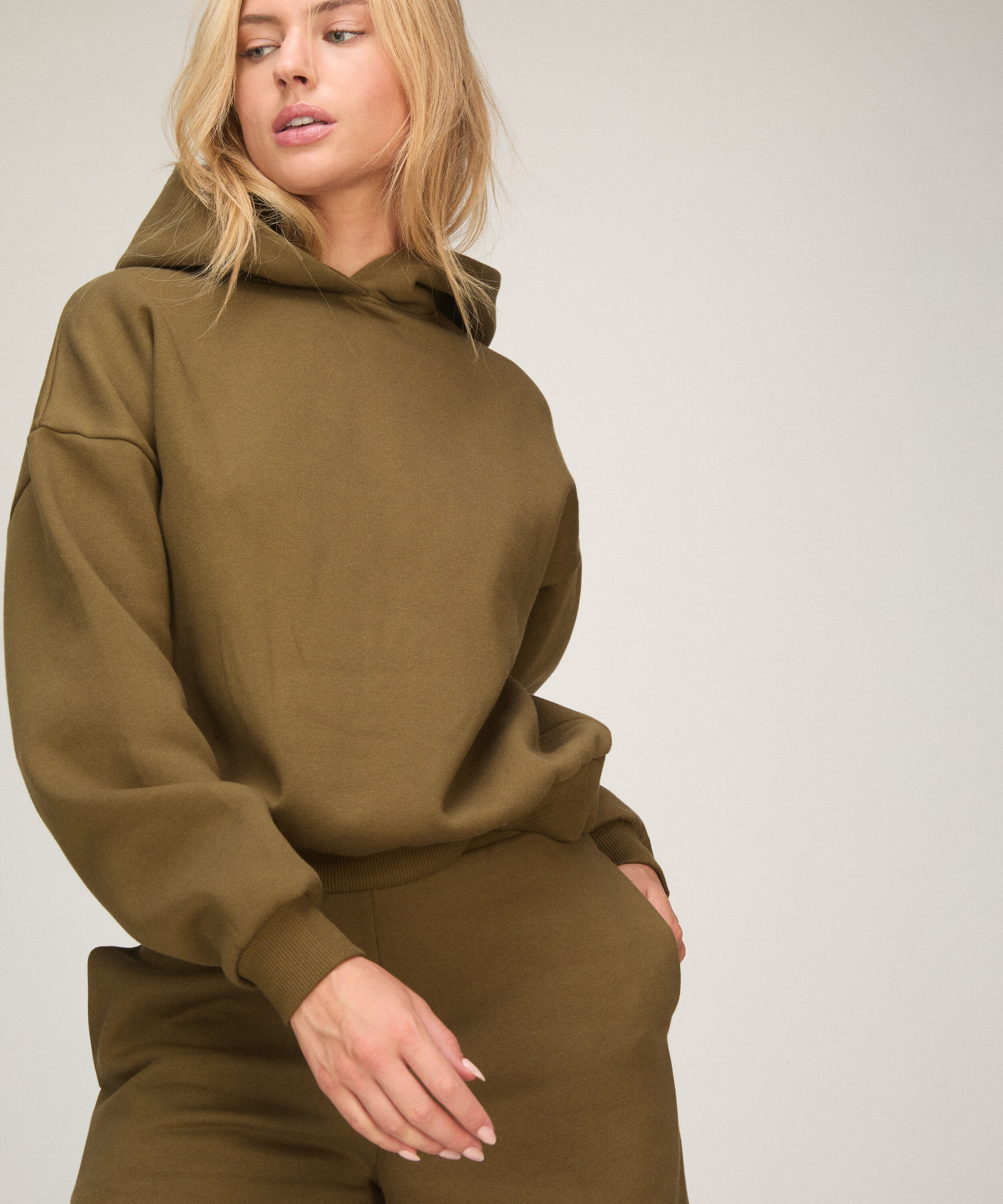 Sweat à Capuche en Molleton Brossé, Vert