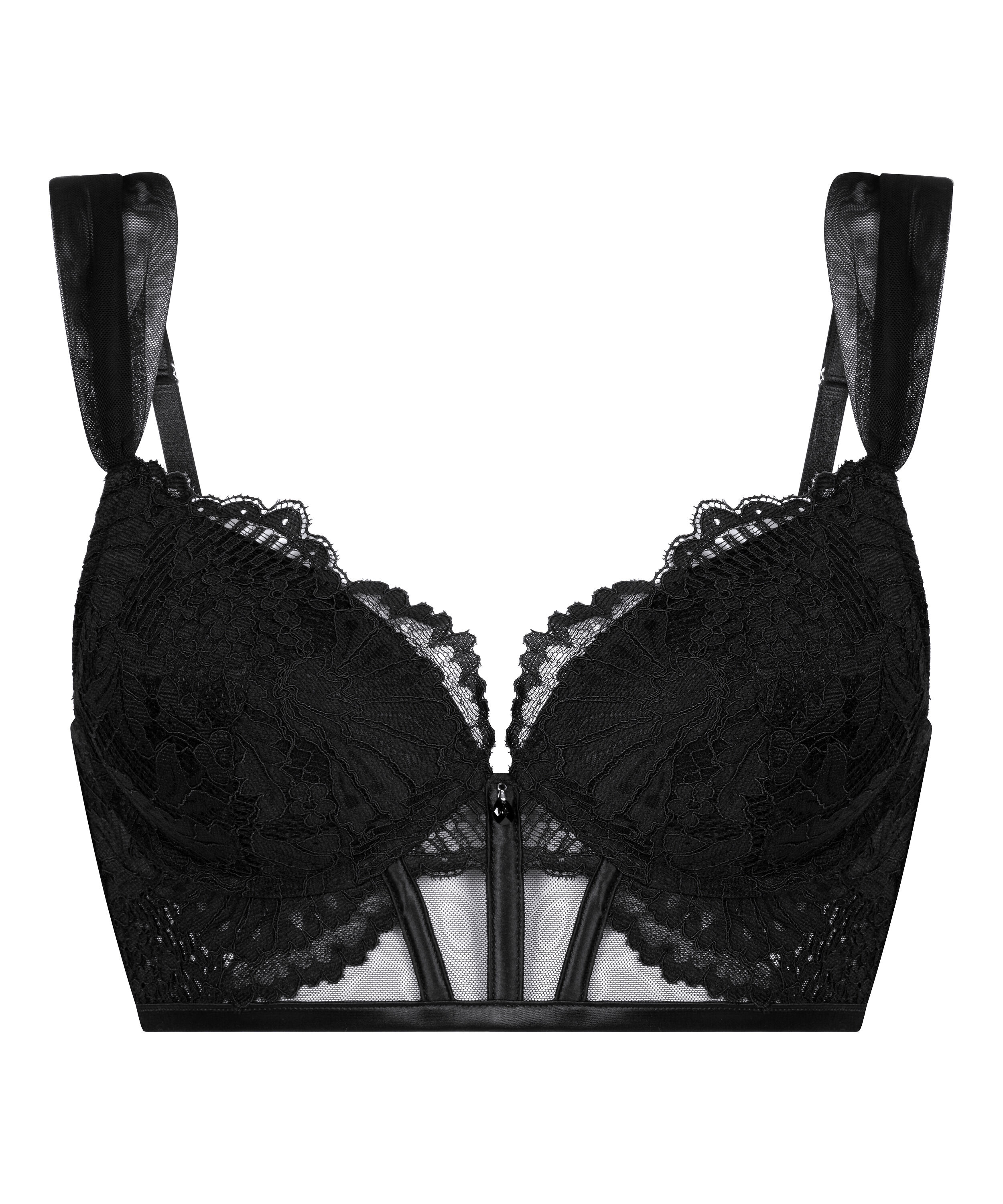 Soutien-gorge &agrave; armatures pr&eacute;form&eacute; push-up et longline Whitney, Noir