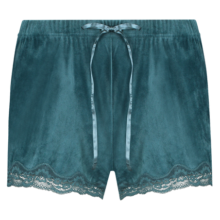 Shorts Velours Lace, Blauw