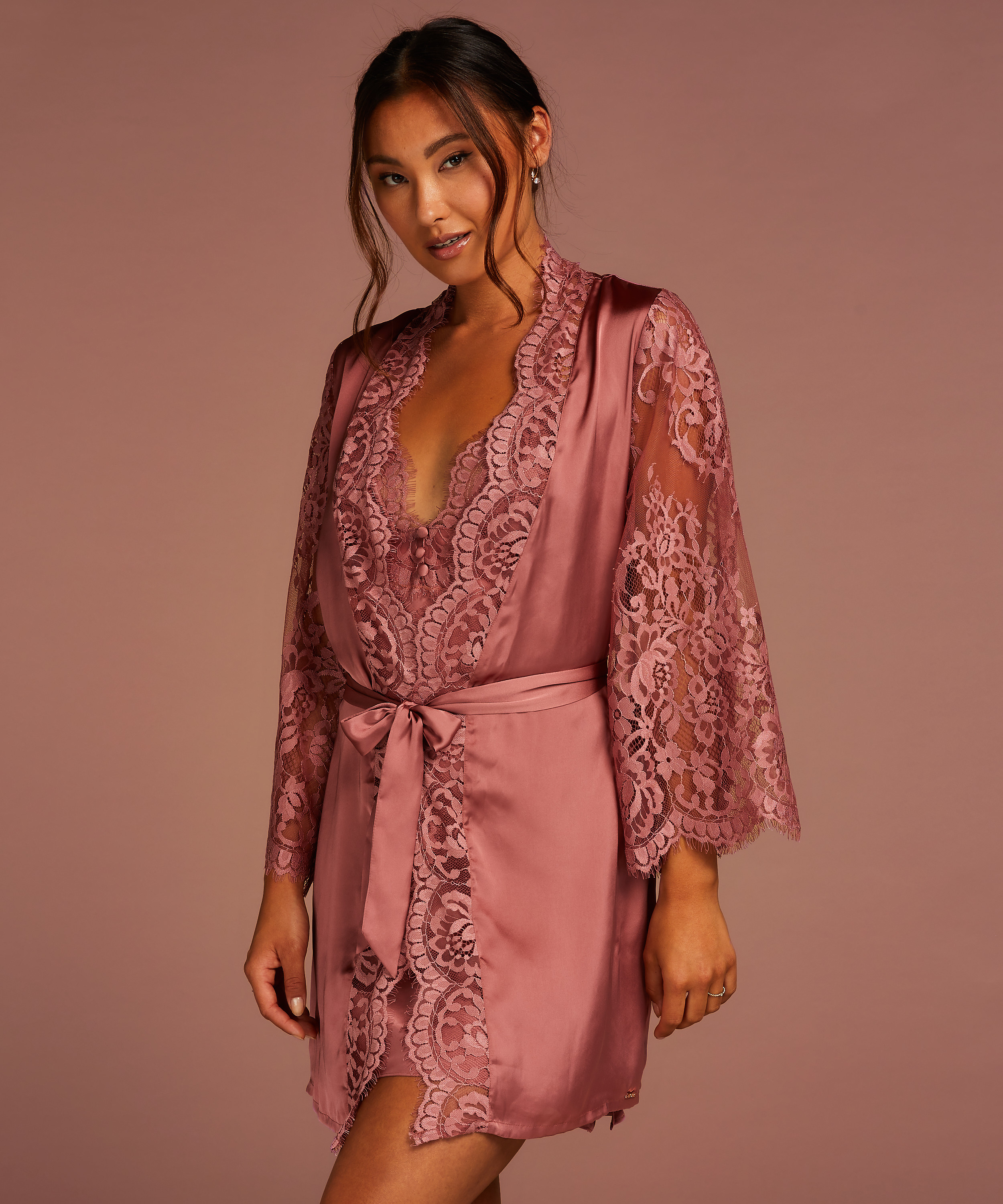 Kimono All Over Lace, Roze, main