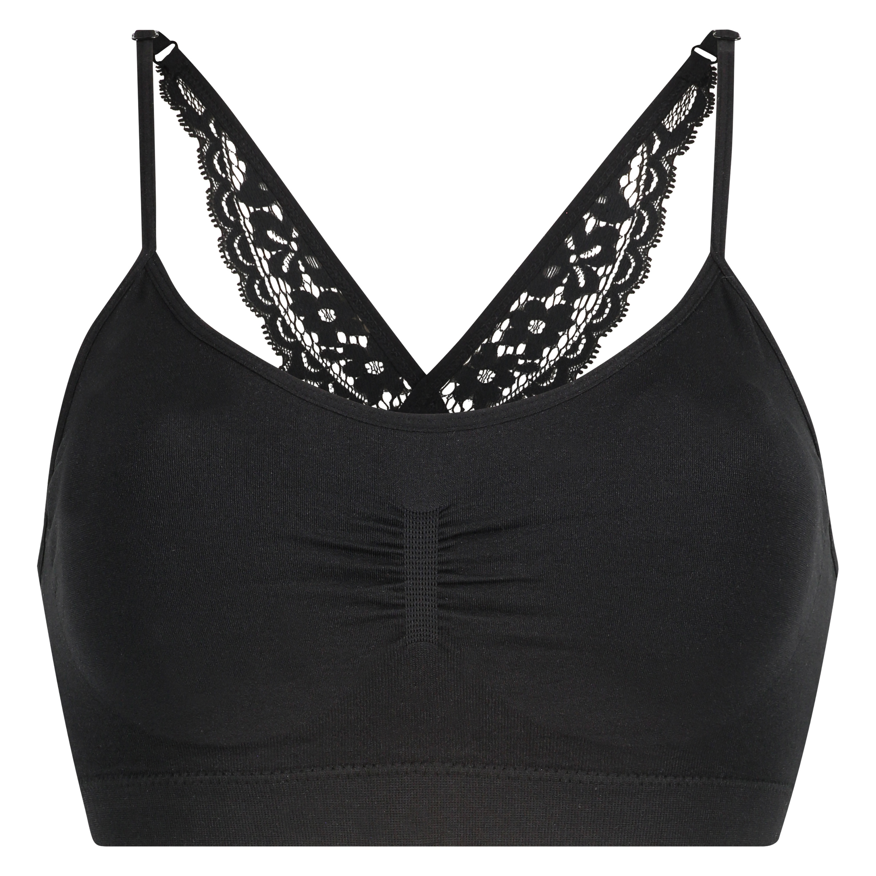 Naadloze bralette Marine, Zwart, main