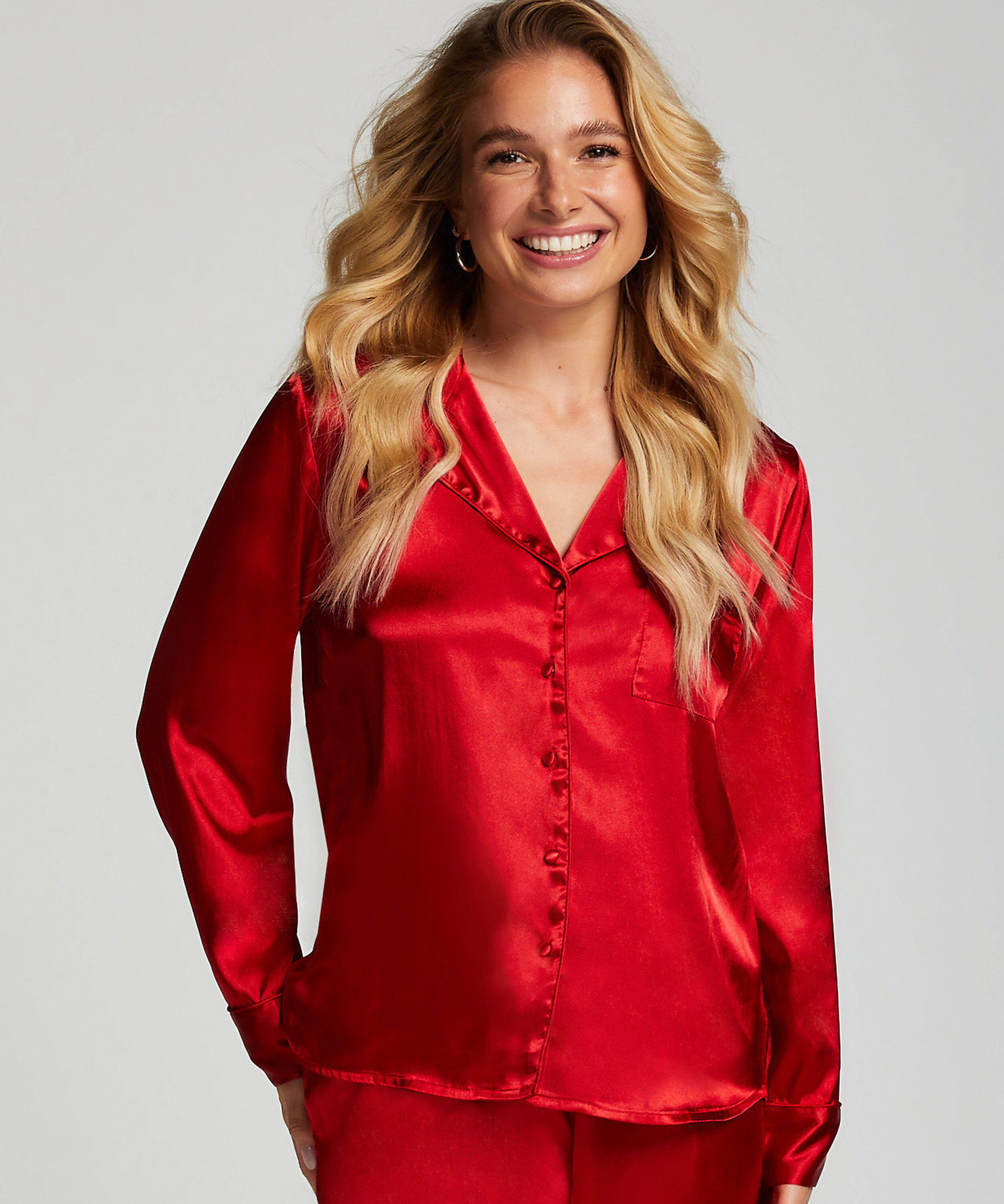 Jacket lange mouwen Satijn, Rood