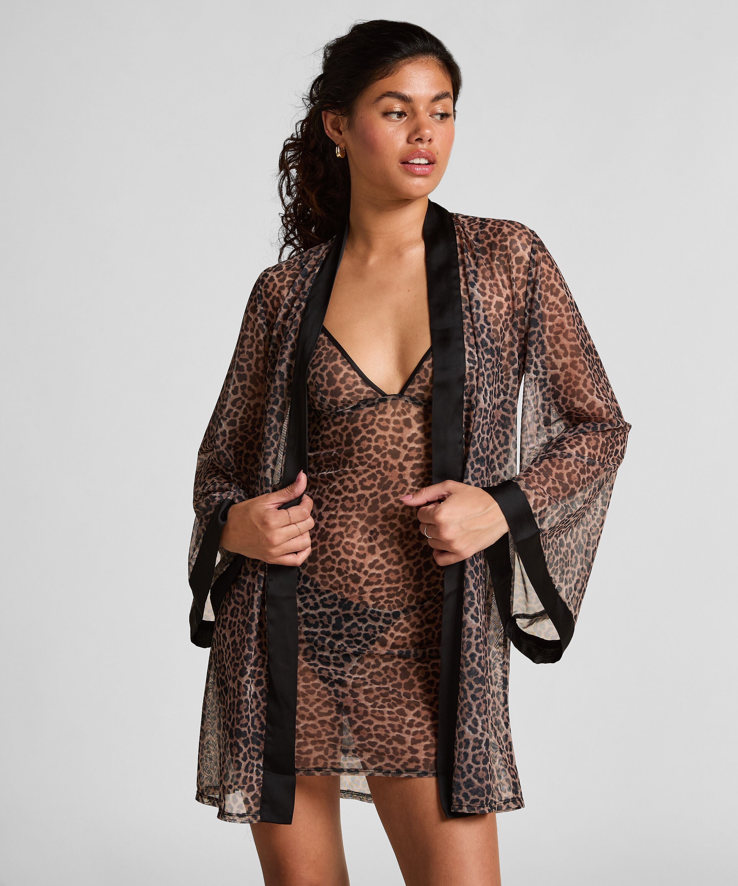 Kimono en maille léopard