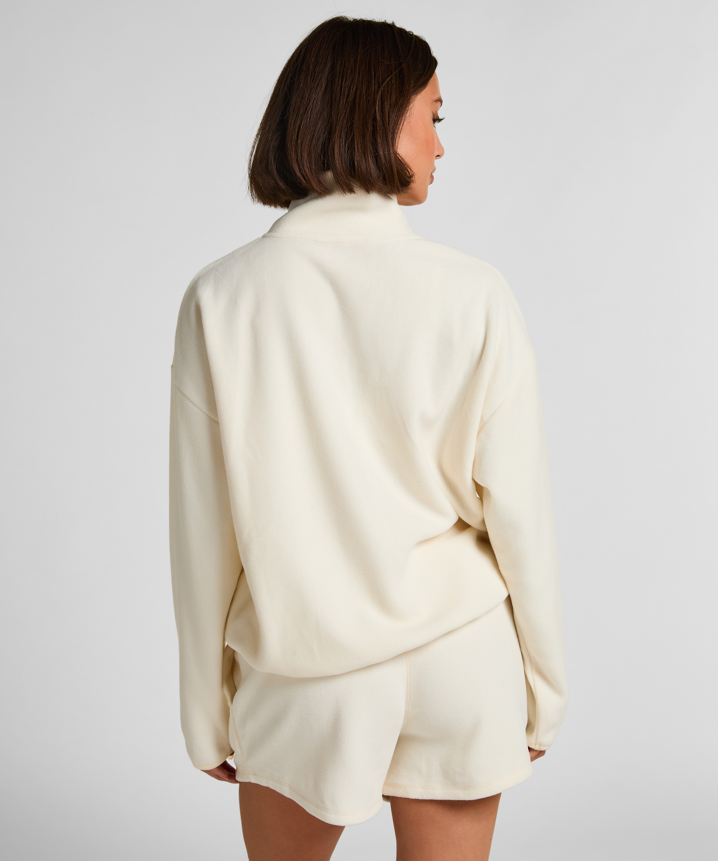 Sportieve fleece top met rits, Wit, main