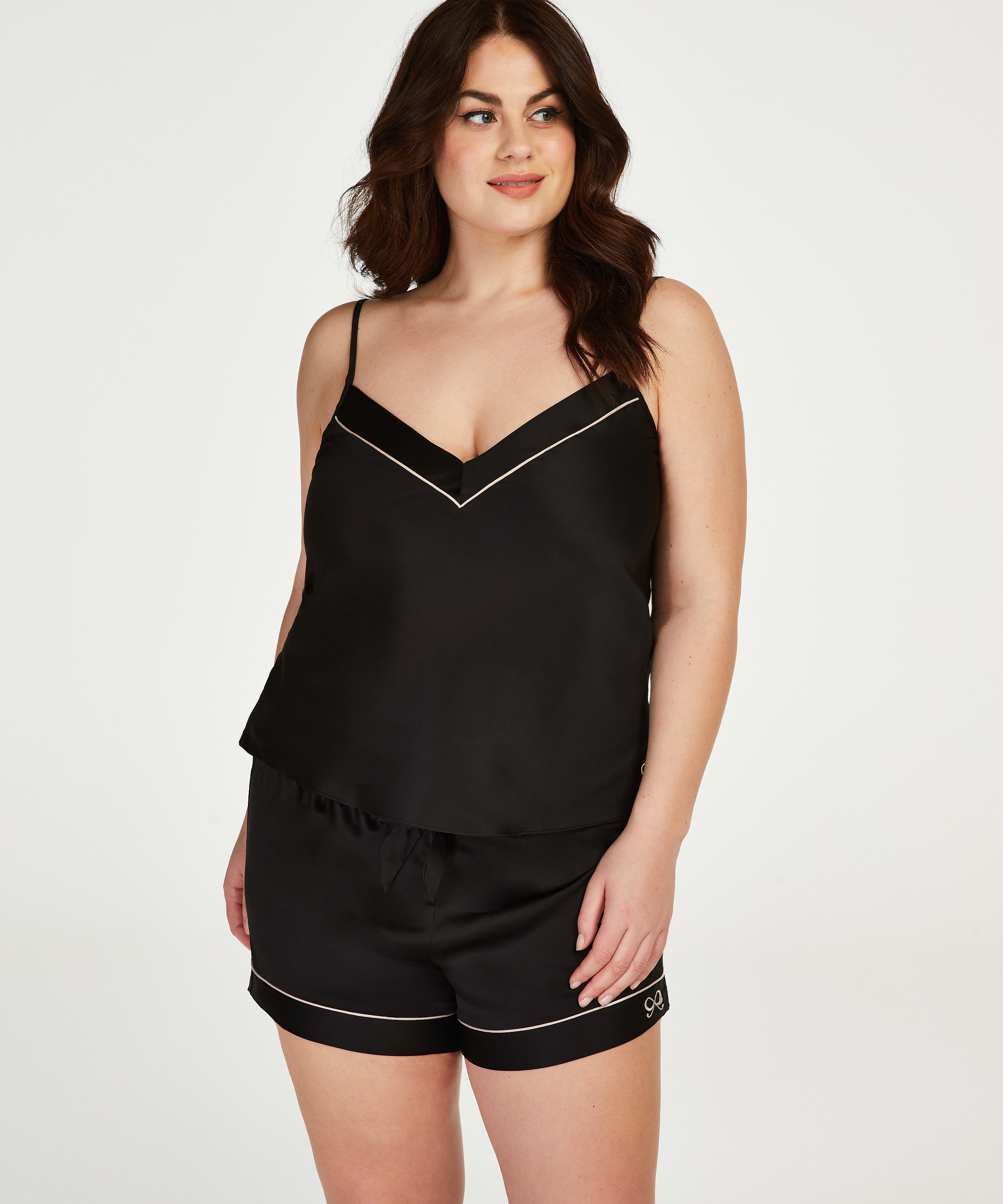 Cami top Satin Bow, Zwart, main