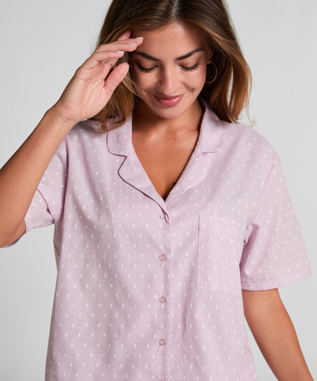 katoenen pyjama top, Roze