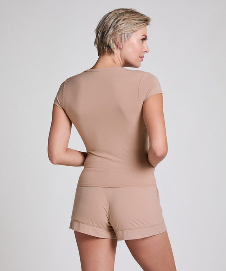 Pyjamatop Rib Essential, Beige