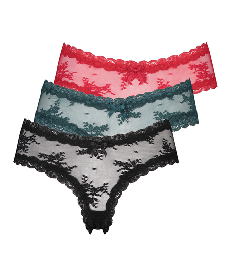 3 paires de slip br&eacute;silien en forme de V, Noir