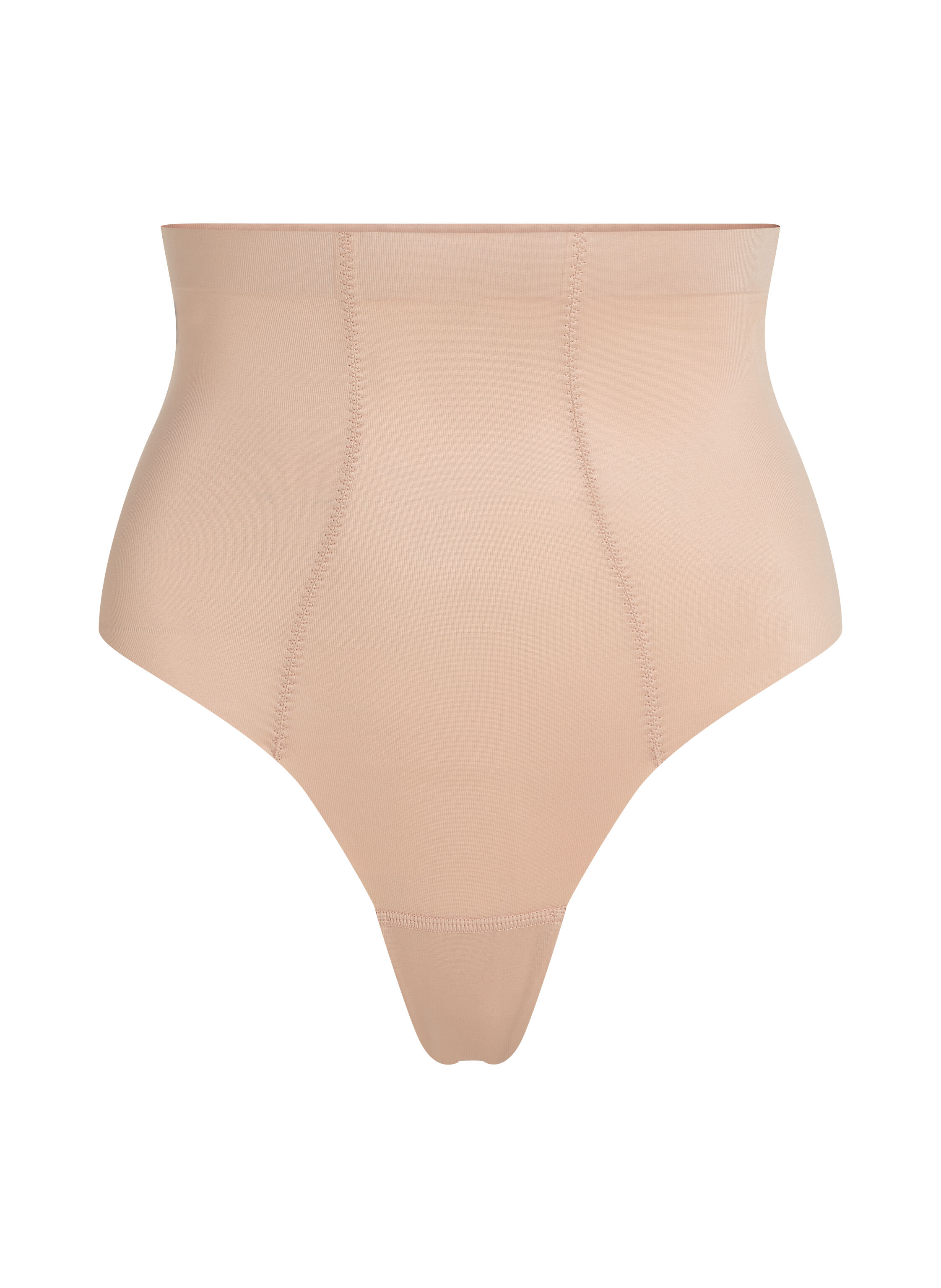 String taille haute avec gaine sculptante en dentelle scuba, Beige