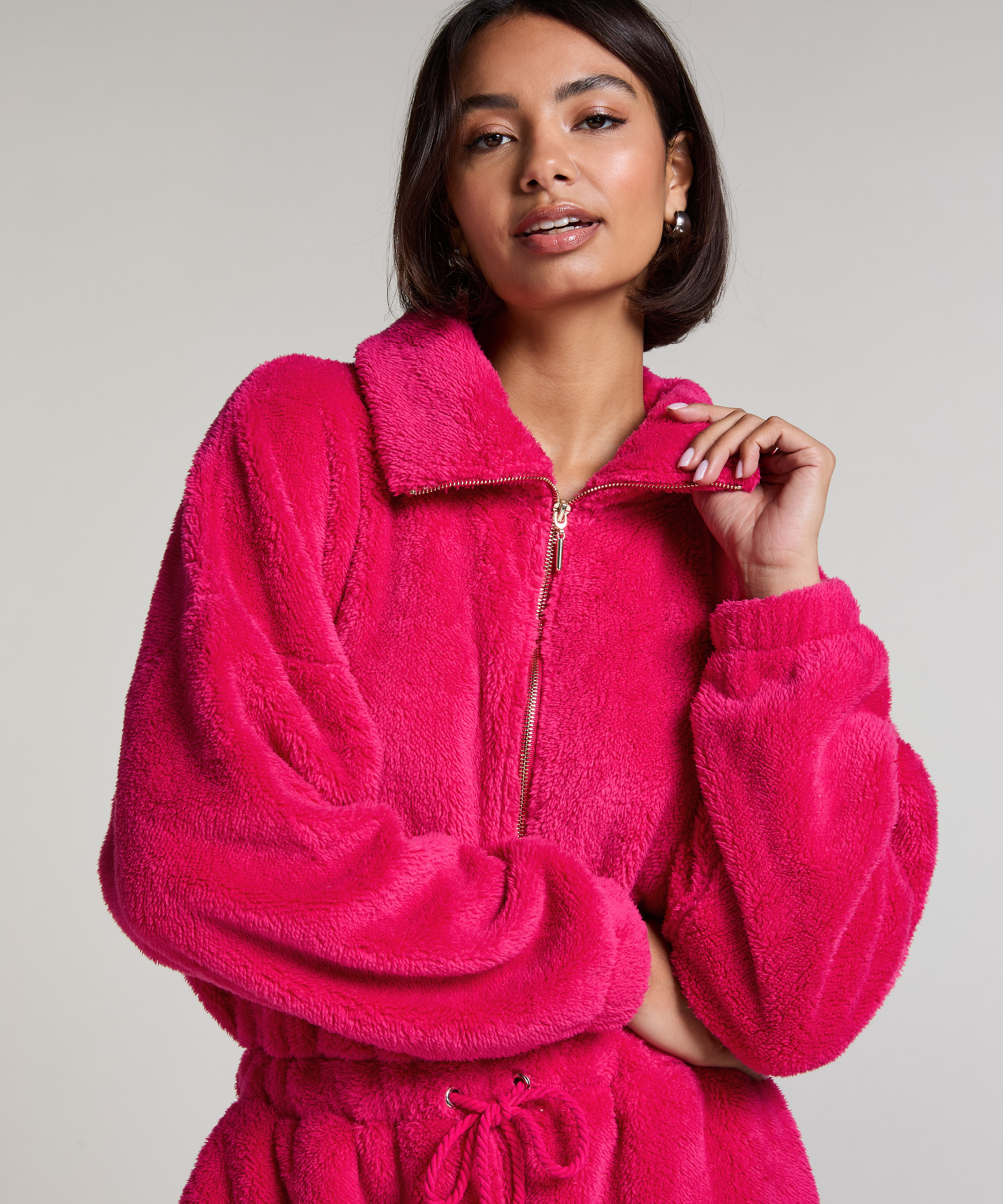 Combinaison Fleece, Rose, main