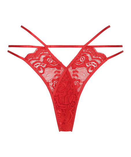 Tanga en dentelle vibrant télécommandé, Rouge