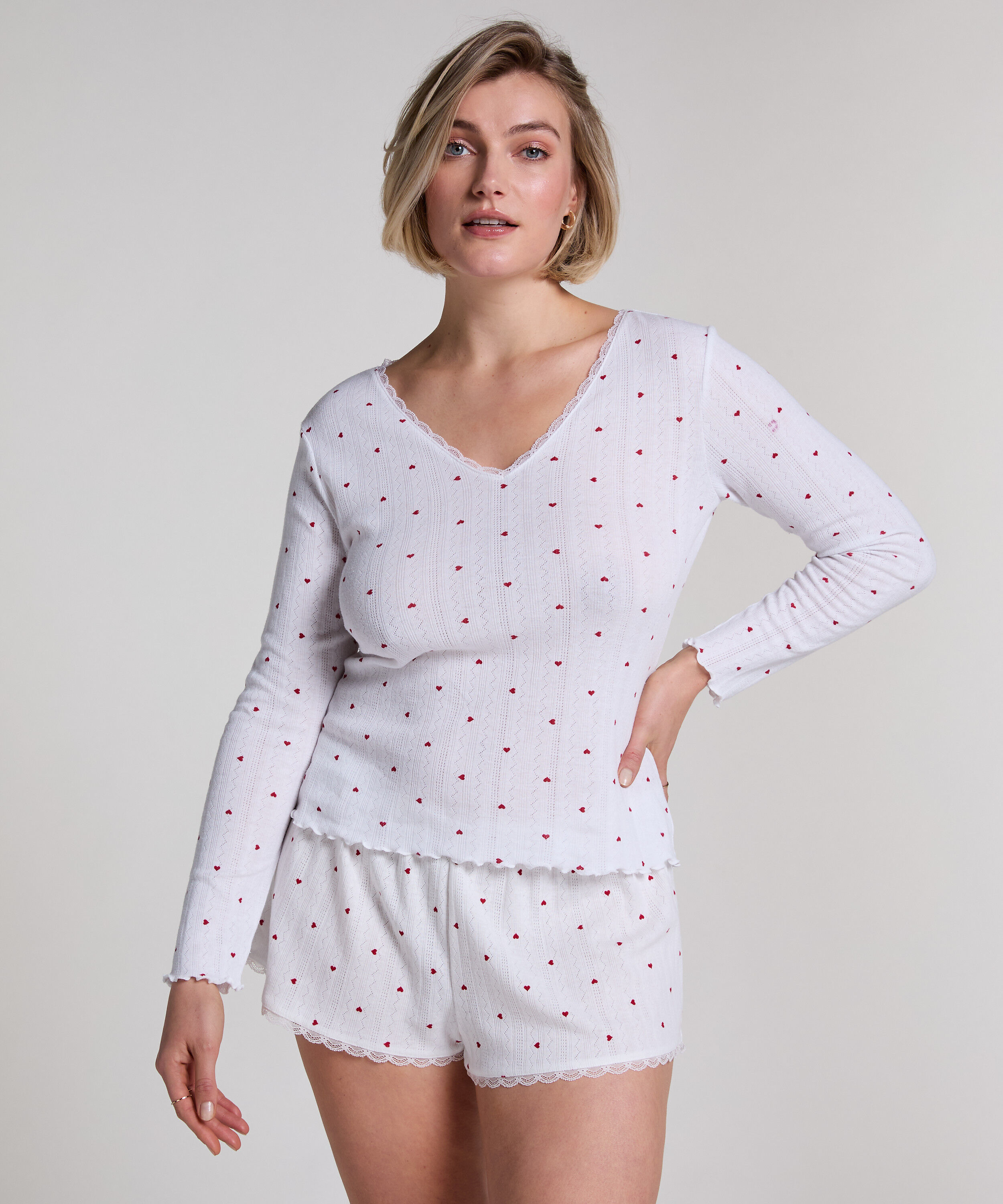 Short de pyjama Pointelle, Blanc