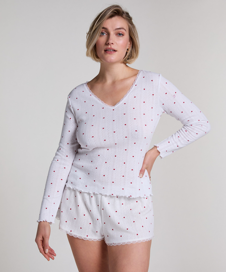 Short de pyjama Pointelle, Blanc