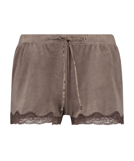 Shorts Velours Lace, Bruin