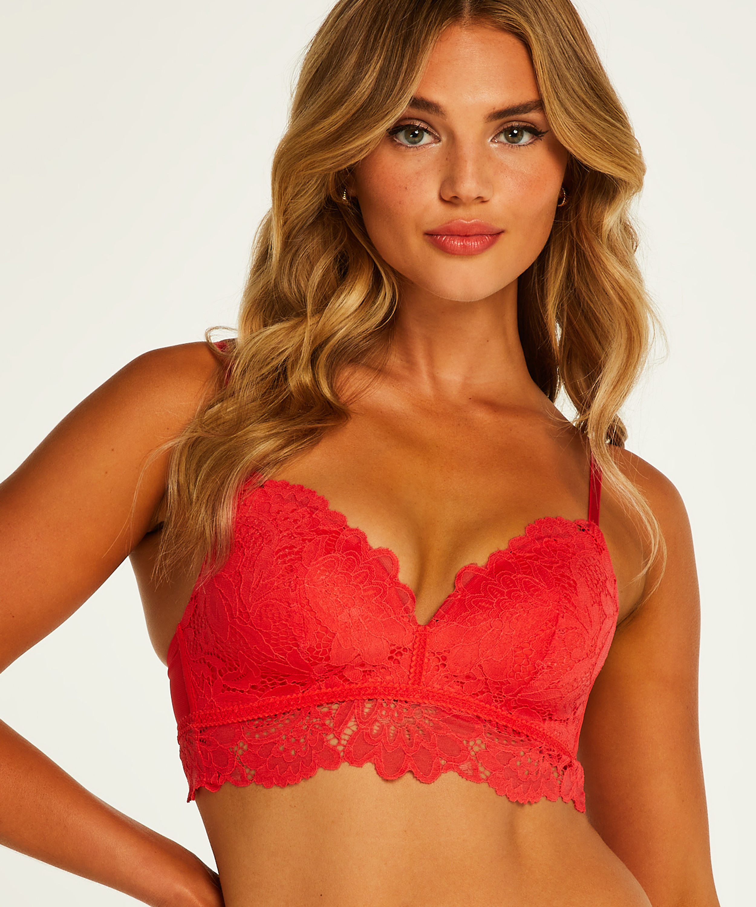 Soutien-gorge pr&eacute;form&eacute; sans armatures longline Shiloh, Rouge, main