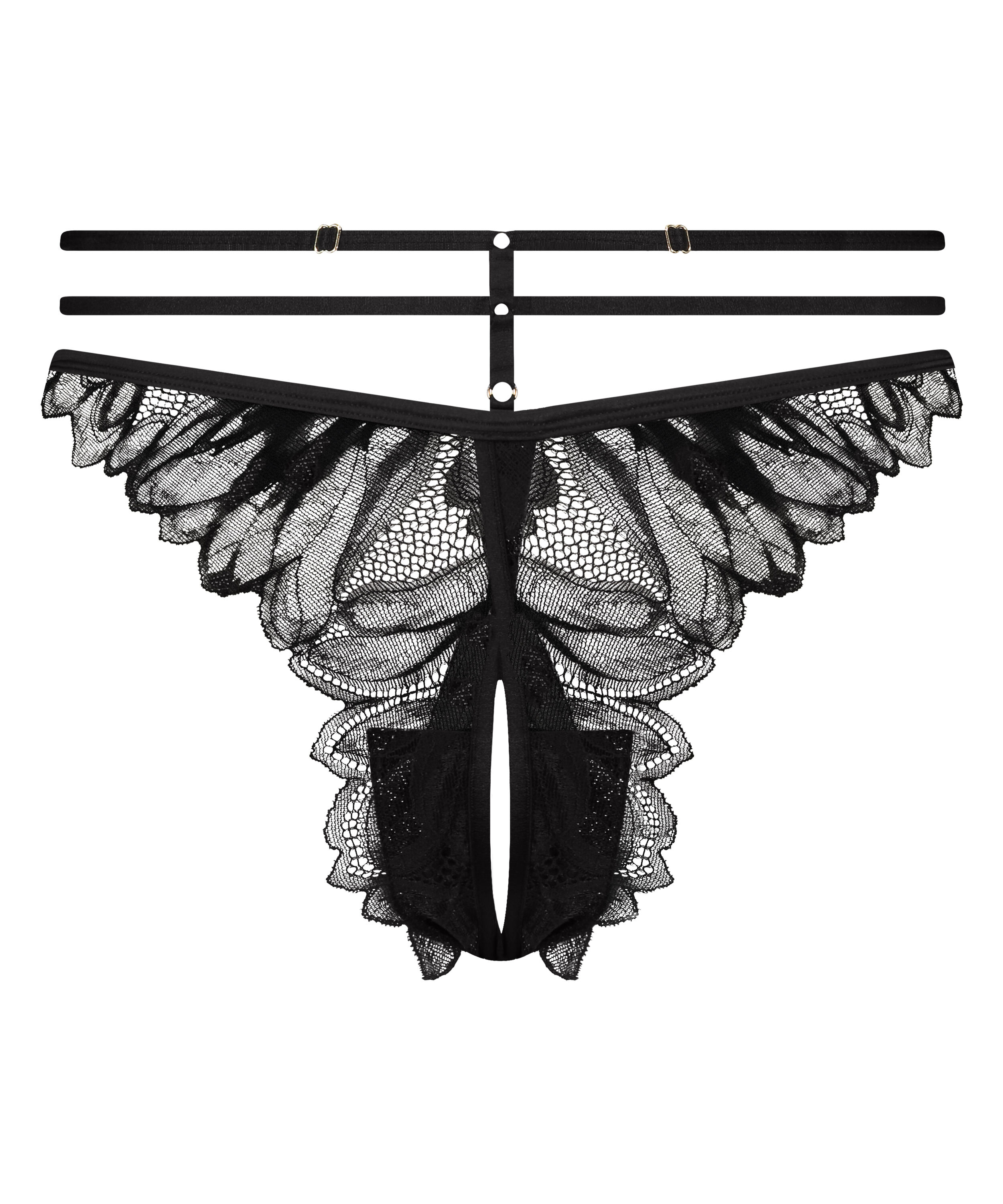 Slip br&eacute;silien ouvert &agrave; l&rsquo;entrejambe Cierra, Noir